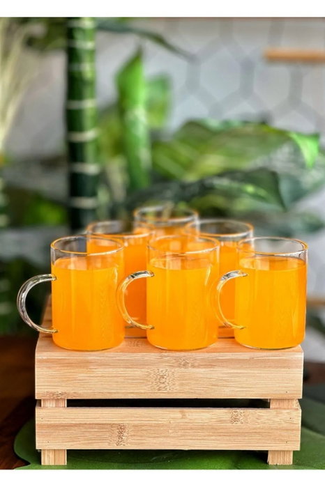 Hermia Set de 6 Vasos de Vidrio Borosilicatado Transparente 200 ml